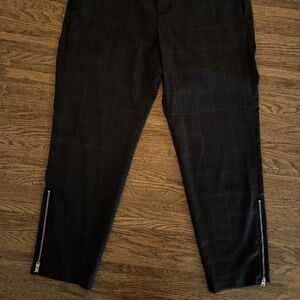 Allsaints Mens Garth Cropped Slim Trousers Zipper Pants - Gray Plaid - Wool - 32